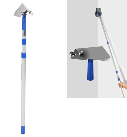 Ejoyous Strumento per Angoli per Cartongesso, Raschietto per Angoli per Muro con Asta Telescopica Lunga 2 Metri e Testa Rotante a 360 Gradi per Lavori di Cartongesso e Intonacatura