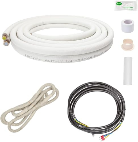 Tuyau de Cuivre Tube en Cuivre pour Climatiseur 1/4 & 3/8 Pièce de Climatisation Split 5M avec un Bobine Isolante Câble HVAC Canalisations Costumes ou Complets