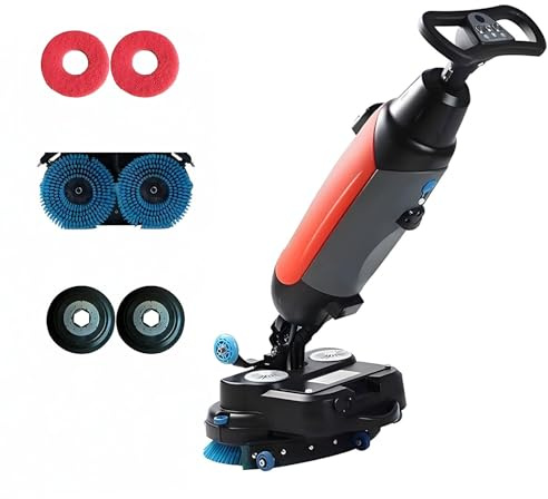 Scrubber elettrico per pavimenti, lavasciuga professionale senza fili con testa rotante a 360°, capacità di pulizia di 13000 mq/h, alimentato a batteria da 36 V