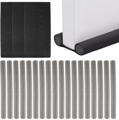 LEIMEND Paraspifferi Sottoporta per Porte Blindate Porte Interne ed Esterne | 3 Pezzi da Previene Spifferi e Infiltrazioni di Polvere Acqua Luce Insetti e Rumori (Nero, 95 cm)