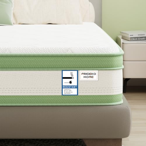 FRIDEKO Double Mattress 4FT6, 10 Inch Hybrid Pocket Sprung, Medium Firm | Gel Memory Foam, 7-Zone Orthopaedic for Back Pain Relief, Motion Isolation, Breathable Bamboo Cover, 135x190x25cm