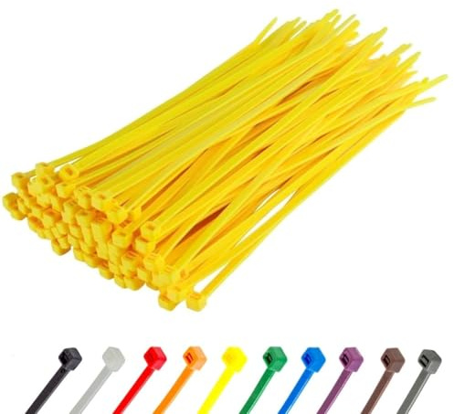 Gocableties Yellow Cable Ties, 300mm x 4.8mm, Pack of 100, 12 Premium Nylon Zip Ties, Multi-Purpose Plastic Tie Wraps, Secure Self-Locking Mechanism, for Home, Garden, Office and DIY
