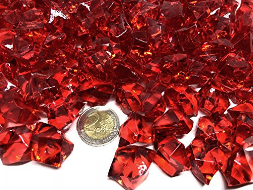 140 Stück 500g große rot Deko Eis Diamanten 32mm Brillianten Strasssteine Acrylsteine basteln Dekosteine Gltzersteine Strass Steine zum Verzieren Dekorieren von CRYSTAL KING