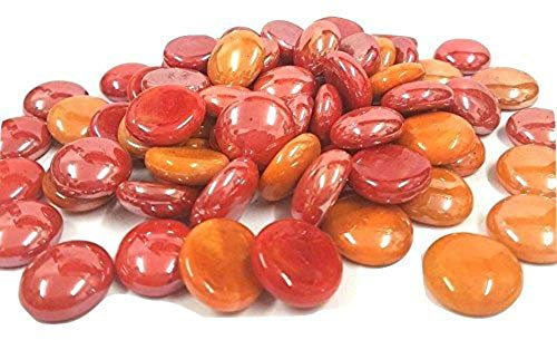 STONED® 100 Round Decorative Glass Pebbles 20 mm (Red & Orange Opal)