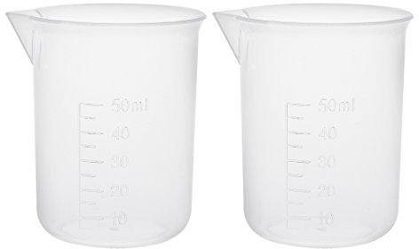 sourcing map 2 Stücke Messbecher Labore Messglas Mensur PP Kunststoff 50ml Transpatrent DE de