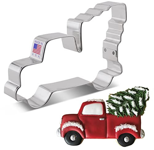 Ann Clark Extra Large Vintage Pickup Truck with Christmas Tree Cookie Cutter, 5 Made in USA