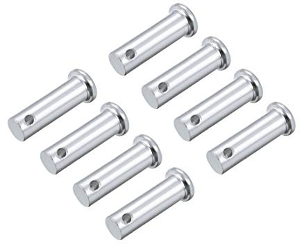 sourcing map 8 Stück Steckbolzen Flachkopf Einloch Gabelbolzen, 10mm X 30mm Splintstift Verzinkung Massiver Stahl Lochbolzen