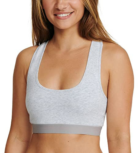 DANISH ENDURANCE Women’s Organic Cotton Bralette 1 Pack Black Blue Grey Comfort Bra (Grey, Medium)