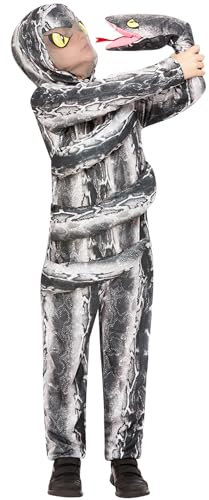 Smiffys Serpent Costume, Grey Hooded All in One, Children's Animal Fancy Dress, Animal Dress Up Costumes
