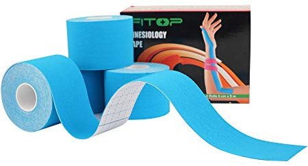 Kinesiologie Tape Ungeschnittenes Physiotape Bänder für Training, Sport und Verletzungsgenesung, Athletisches Tape ideal für Knie, Gelenk und Muskel Support (4 Rollen Blau)