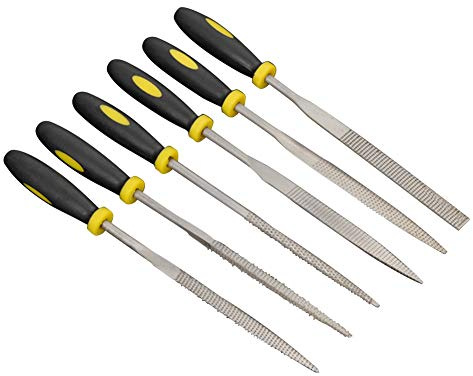 KANUBI Holzraspel-Feilenwerkzeug-Set, 6 Stück, 140 mm, Metallfeilen, Nadelfeile, Holzschnitzwerkzeug, Holzbearbeitungsfeile