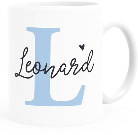 SpecialMe® Kinder-Tasse Kunststoff Initiale Monogramm personalisiert mit Namen und Anfangsbuchstabe personalisierte Namenstasse für Jungen Mädchen Weiss Kunstoff-Tasse