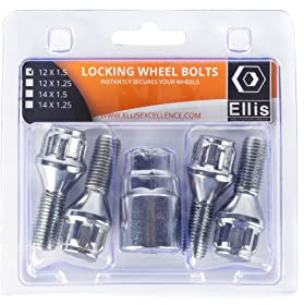 Ellis Excellence Set of 4 M12 x 1.5 Tapered Alloy Wheel Locking Bolts (26mm Thread)