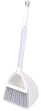 Xifando Mini Broom with Dustpan for Kids,Little Housekeeping Helper Set (White+Grey)