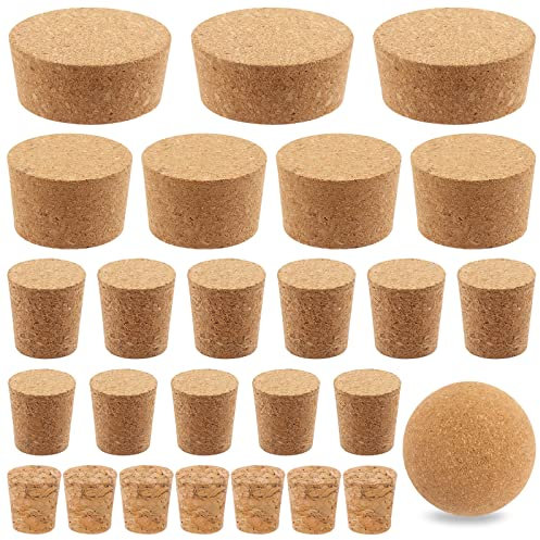Mardatt 41 Stück 6 Größen Holz konische Korkstopfen sortiert Set natürliche weiche Weinflaschenkorken für Wein, Bier, Glasflaschen und Bastelprojekte