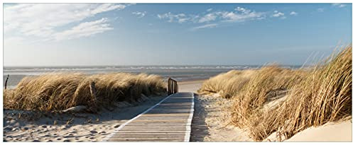 Wallario Poster - Auf dem Holzweg zum Strand in Premiumqualität, Größe: 80 x 200 cm XXL-Poster