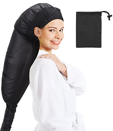 Hair Dryer Bonnet - Upgraded Hooded Hair Dryer with Adjustable Extra Large Bonnet More Easy to Enjoy Styling, Curling and Hair Deep Conditioning, with Free Carrying Case Portable Hair Drye Cap(Black)