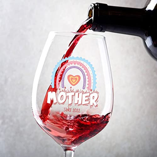 Rimego Lot de 2 verres à vin rouge « Promoted to Mother » - Verres à vin rouge ou blanc de 325 ml - Verres à vin rouge ou blanc pour fêtes, rendez-vous, soirées