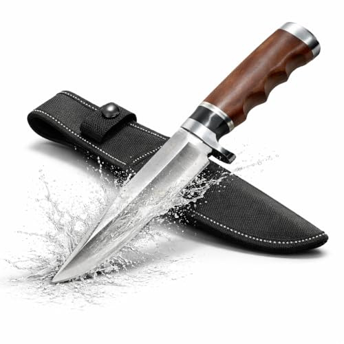 Krollmann GER-SABER Jagdmesser feststehend – Robustes Outdoor Messer & Survival Messer inkl. Gürtelholster – Scharfes Fahrtenmesser & Bushcraft Gürtelmesser für Jagd, Camping & Angeln
