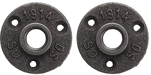 Zunedhys 2X 1/2 inch Black Cast Iron Pipe Fittings Floor Flange BSP Threaded