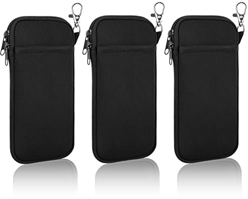 Hifot 3 Pezzi Doppio Custodia Occhiali, Neoprene Morbida Astuccio per Occhiali con Moschettone Borsa da Sole Portatile a Custodia Occhiali da Sole