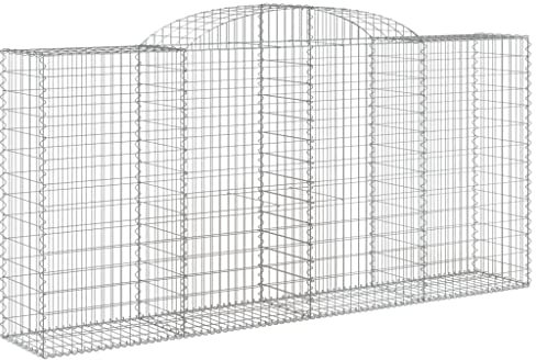 vidaXL Gabione mit Hochbogen 20 STK., Steinkorb Drahtkorb Dekorativ, Gabionenkörbe Verstärkte Gabionenhaken, Gabionenwand Gabionen Zaun Garten, Verzinktes Eisen