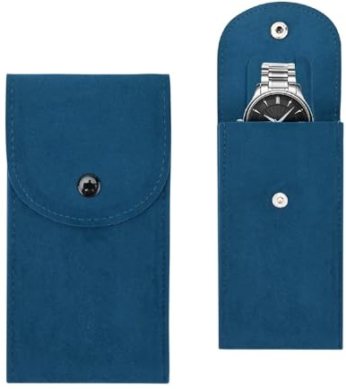 Bekecidi 2Pcs Custodia per Orologio, Custodia Portatile per Orologio In Flanella Custodia da Viaggio per Orologio Custodia per Orologio per Uomo e Donna (Blu scuro)