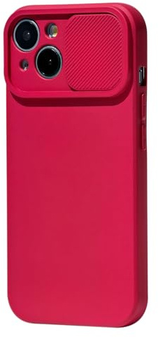Keyihan Cover per iPhone 15 (6,1) Protezione Fotocamera con finestrino Scorrevole,Custodia in Silicone TPU Morbida Antiurto AntiGraffio,Full Body Protettiva Case Microfiber Lining,Rosso Vino