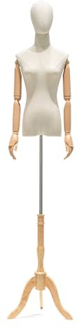 Schaufensterpuppe Weiblich Torso Übereinstimmen Antikem Europäischem Massivholzsockel, Glatter Und Langlebiger ABS Manipulator, Schneiderpuppe Verstellbar Anwendbar auf Kleiderständer, Boutique, Bekle
