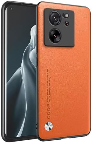 HAFFAN Funda Protectora para Xiaomi MI 13T / Xiaomi MI 13T Pro (6.67 Inches), Estilo Imitación Cuero - Naranja