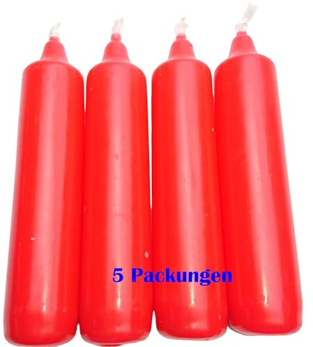 apog Versand 5er Pack Adventskerzen rot ca. 25 x 135 mm (5 x 4 Stück) Weihnachtskerzen, Christbaumkerzen, Pyramidenkerzen, Baumkerzen, Kerzen