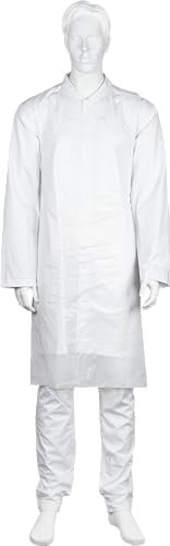 ABENA Apron | 125x75cm | White | LDPE | 18 Micron | Non-Sterile | Single Use | On Block | PPE | Disposable Aprons for Adults | Unisex White Apron | with Neck Loop and Back Waist Ties | Pack of 50