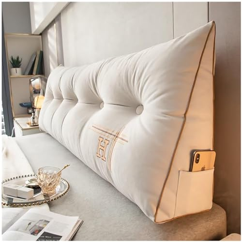 ZTGL Rückenkissen, Lesekissen für Bett und Sofa, groß Keilkissen, Rückenpolster für die Wand, Sitzkissen, Wandkissen, mit waschbarem Bezug - Ideal zum Anlehnen im Bett,Beige,80 * 50 * 20cm
