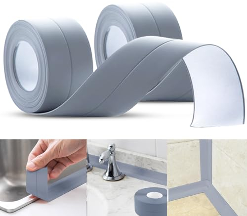 2 Rotoli di nastro sigillante impermeabile autoadesivo, nastro sigillante cucina, nastro sigillante impermeabile, adesivi murali antimuffa e antivegetativa, sigillante per fessure （2 grigio）