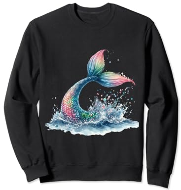 Meerjungfrau Ocean Splash Regenbogen Schwanz Meer Meerjungfrauen Flosse Sweatshirt