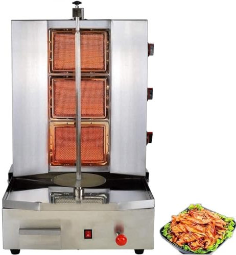 Machine Shawarma À 3 Brûleurs, Rôtissoire À Sable Commerciale, Machine À Kebab Rotative Au Propane Gyroscopique, Gril Vertical Automatique, Adaptée À Une Utilisation Dans La Cuisine À Domicile