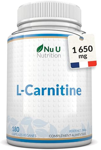 L-Carnitin Komplex 2.200mg Hochdosiert - 180 Vegane Kapseln - Mit Riboflavin, Biotin, Chrom, Vitamin D, B3 & B6 - L-Carnitin-Tartrat-Ergänzung - Nu U Nutrition