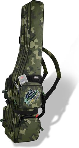 normani Wasserabweisende Angeltasche Rutentasche Angelrucksack Rod Case Fishing Bag Angelrutentasche -wählbar 3 oder 4 Rutenfächern - 125 cm bis 190 cm