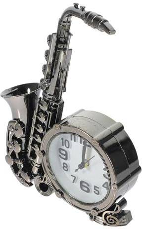 HAWILLOSCH Reloj Despertador De Saxofón Vintage Reloj De Mesa Decorativo para Dormitorio y Hogar Sin Pilas Color Aleatorio Retro