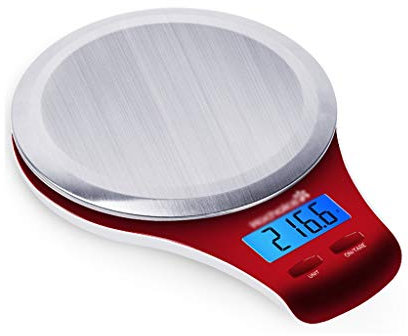 zxjwcm Bilancia Elettronica Domestica Bilancia da Cucina Digitale indossabile in Acciaio Inossidabile Display LCD HD 5 kg Bianco/Rosso