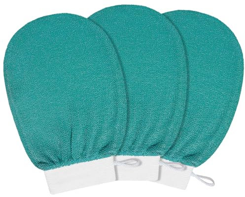 kurkip Guanti esfolianti per il corpo, 3 pezzi, guanti da bagno, spa, doccia, scrubber per corpo e gambe, morbidi guanti esfolianti coreani per donne e uomini (3 pezzi, verde)