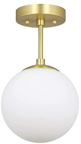 jqgxfc 1 lámpara de Globo de luz, Mini lámpara de Techo LED semiempotrada Moderna para Pasillo, baño, iluminación Decorativa, lámpara Colgante Dorada para Comedor, Entrada, Porche