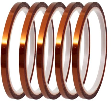 ZPUBLI+ 5 Rollos de Cinta Térmica 5 mm x 33 m, Cintas Resistentes a Altas Temperaturas para Sublimación. Sin residuos. (5, 5 mm)