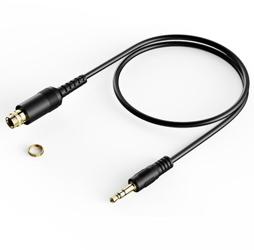 HUHANGGod Cable de extensión AUX de 3,5 mm macho a hembra con tuerca de bloqueo para montaje en panel, cable adaptador de audio TRS estéreo para coche (30 cm)