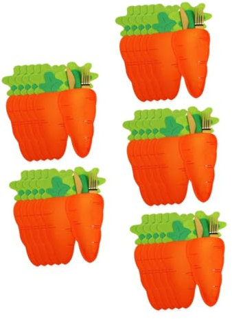 HOMOBABE 30piezas Funda para Cubiertos Forma De Zanahoria Saco Decorativo De Almacenamiento para Fiesta De Pascua Accesorio De Mesa para Celebraciones