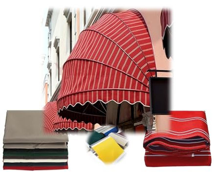 Tende Cappottina Da Sole, Tettoia A Cupola Pieghevole Per Porte E Finestre, Tende Da Sole Con Telaio, Tende Parasole Per Patio Negozio Esterno, Tutte Le Stagioni(Red pinstripe,80cm/2.62ft)
