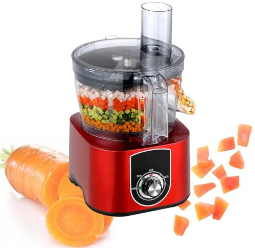 Procesador De Alimentos EléCtrico De 600 W - Cortadora De Verduras Y Frutas - Picadora De Verduras - 100 Kg/H - Cortadora Profesional De Verduras Y Frutas Con Cuchillas De 8/10 Mm,Red