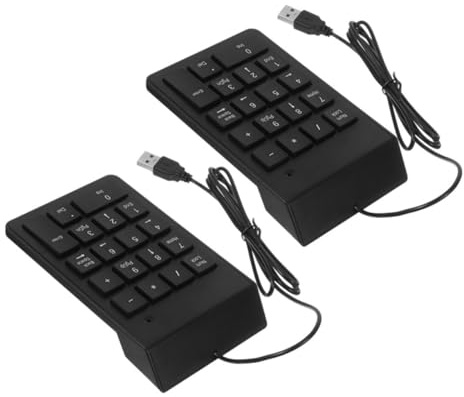 DIYEAH 2 Stück USB Ziffernblock aus Kunststoff Kompakt und Tragbar für Finanzbuchhaltung Laptop und PC Schwarz