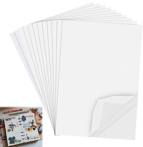 Huybaa 12 pcs double face transparent,adhesif double face,Ruban Adhésif Double Face Transparent,Feuilles A4, 20,5 x 30,5 cm, pour travaux manuels, maison, ruban décoratif avec doublure jaune