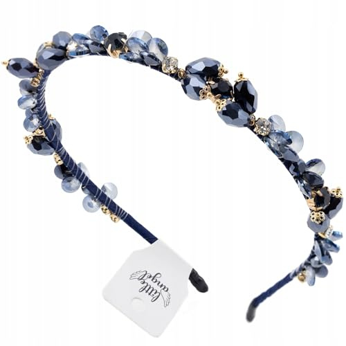 Luxuriöser Haarreif für Damen & Mädchen mit Kristallen & Perlen – Glitzer Haarreifen für Hochzeit, Party, Kommunion, Abschlussball – Haarschmuck Stirnreif elegant festlich (Blau, Universal)